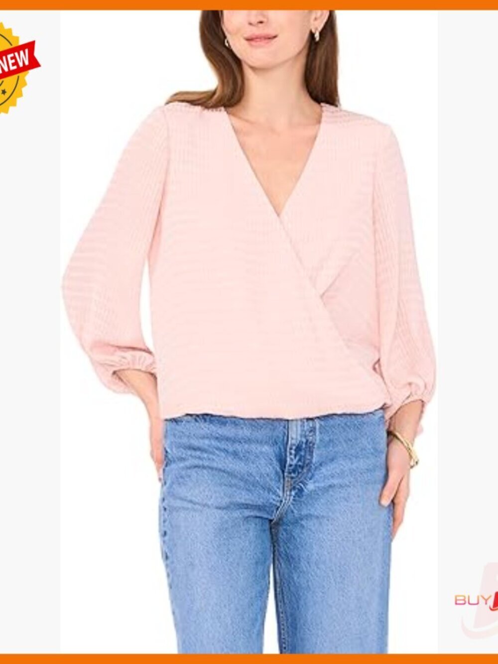 Balloon Sleeve Cross Front Blouse Relaxed Fit Polyester